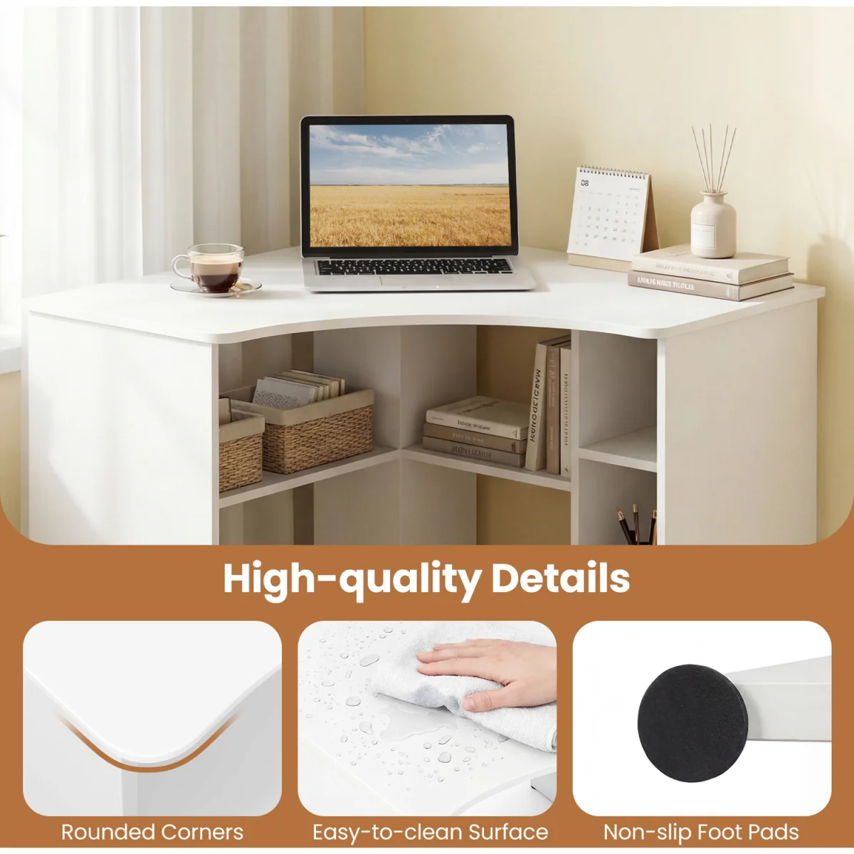 Home Makeup Vanity Desk - White – image 8