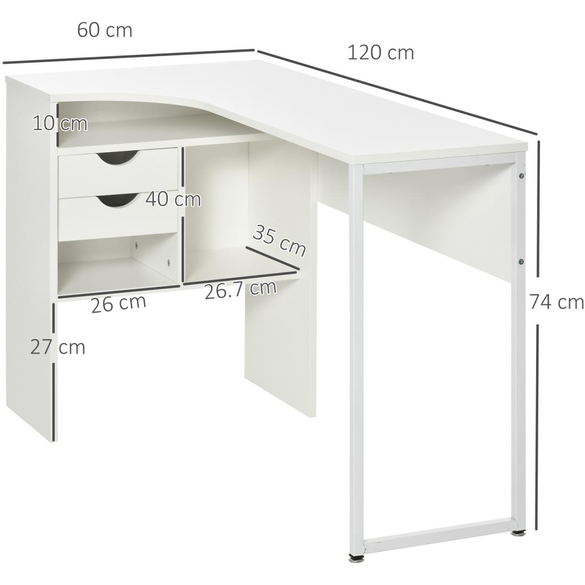 L-Shaped Corner Computer Desk - White – image 2