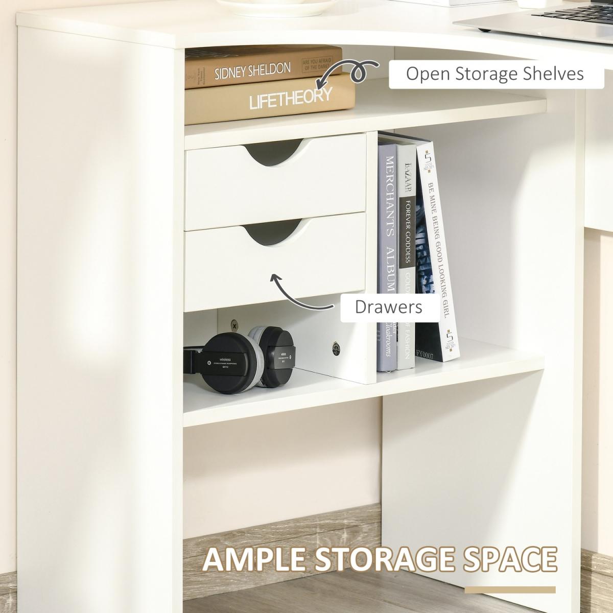 L-Shaped Corner Computer Desk - White – image 3