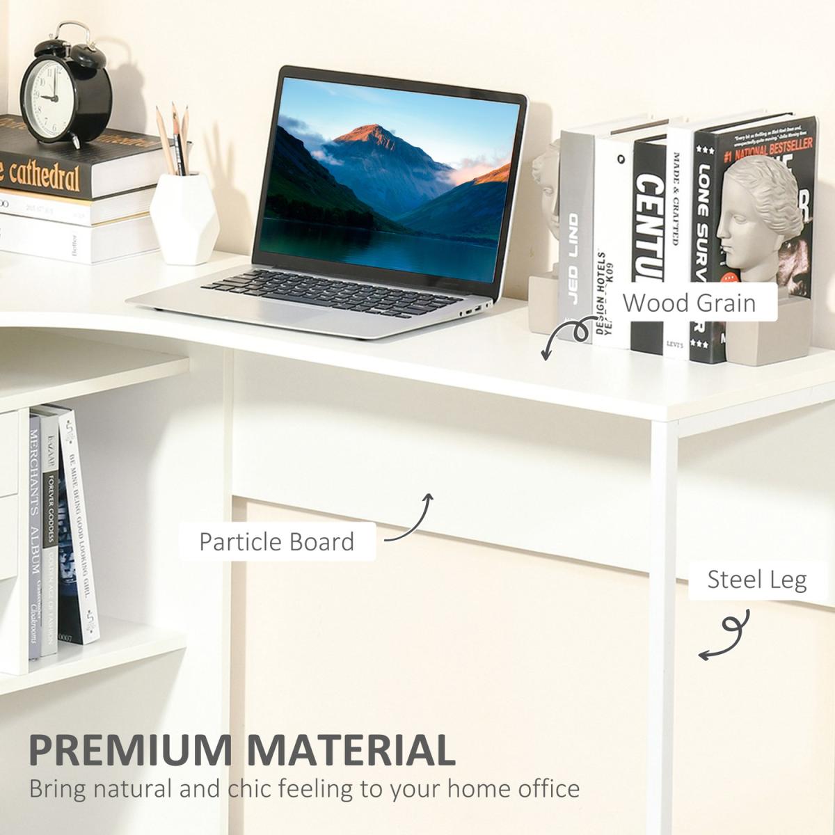 L-Shaped Corner Computer Desk - White – image 5