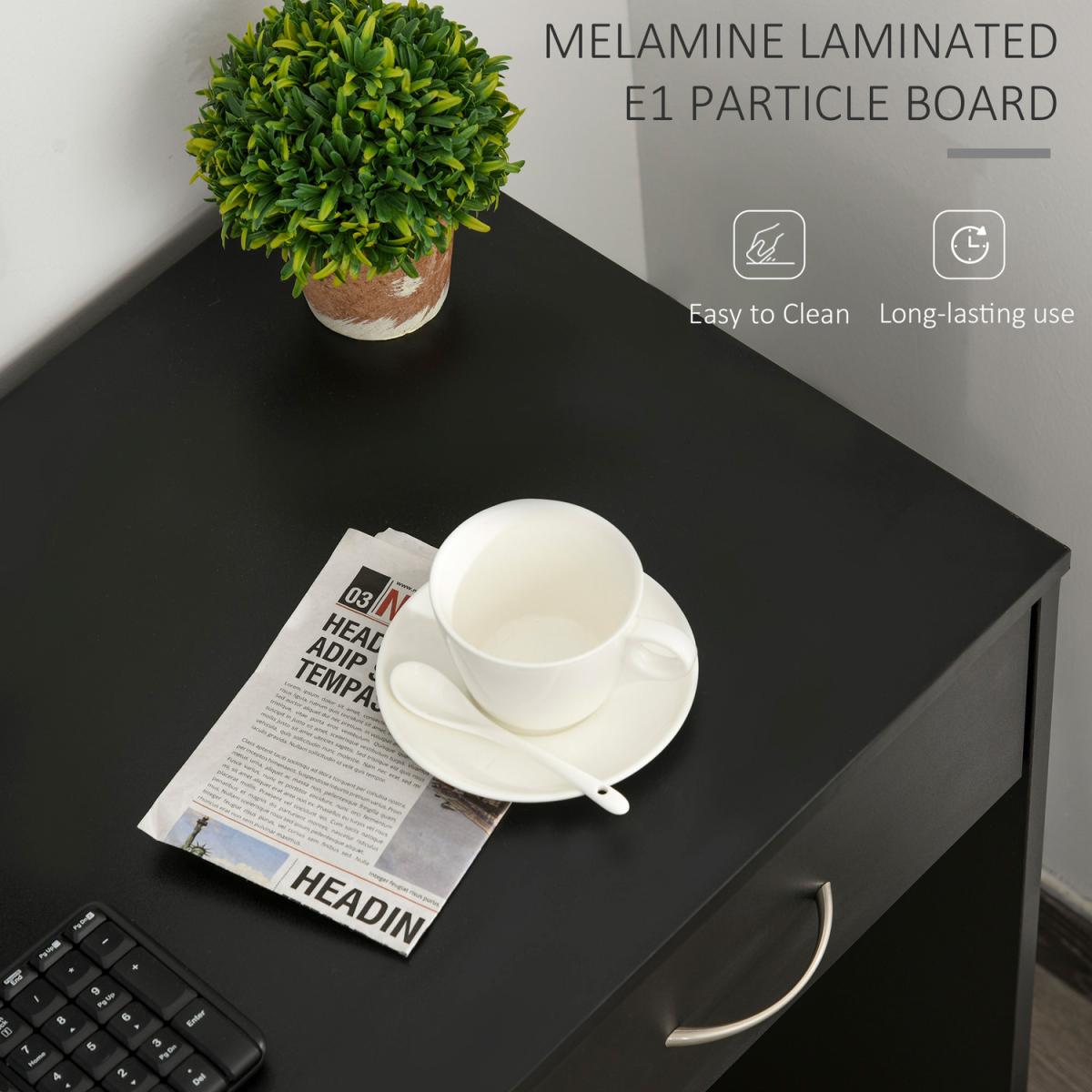 Modern Computer Desk Tablewith Shelf & Drawer - Black – image 5