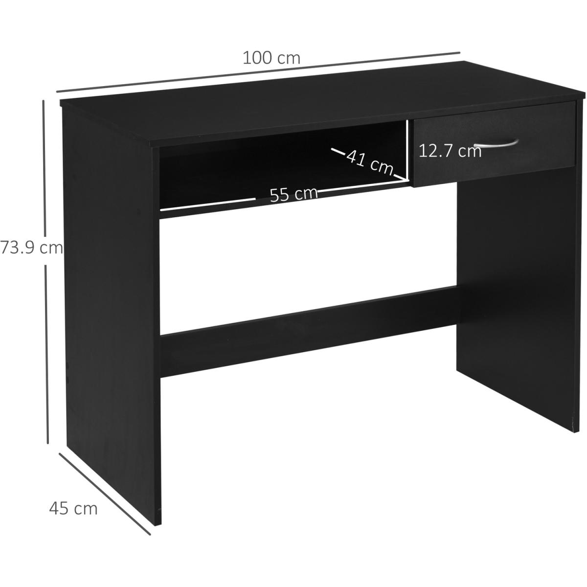 Modern Computer Desk Tablewith Shelf & Drawer - Black – image 6