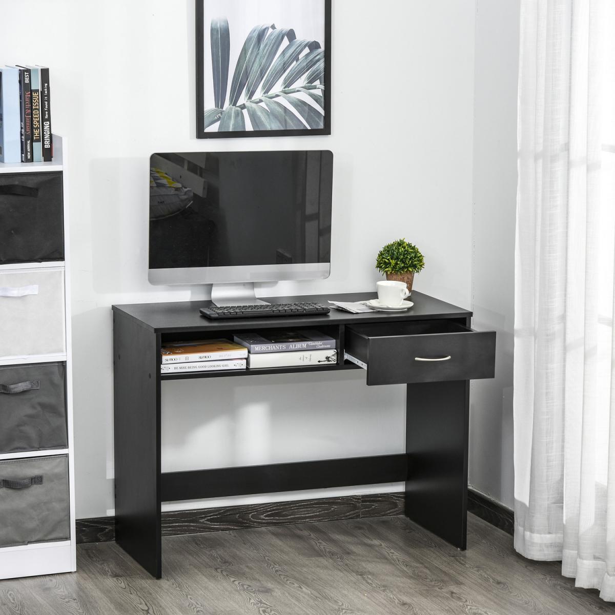 Modern Computer Desk Tablewith Shelf & Drawer - Black – image 10