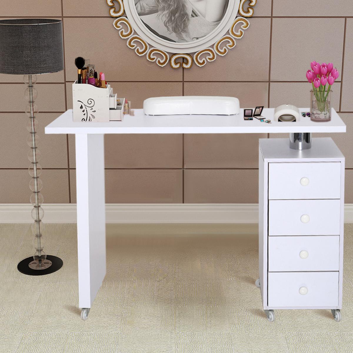 Manicure Nail Table Salon Desk Wheeled Professional - White – image 2