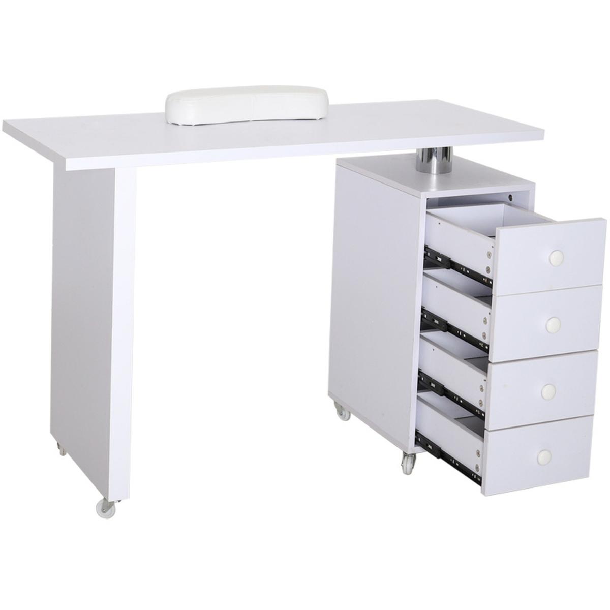 Manicure Nail Table Salon Desk Wheeled Professional - White – image 3