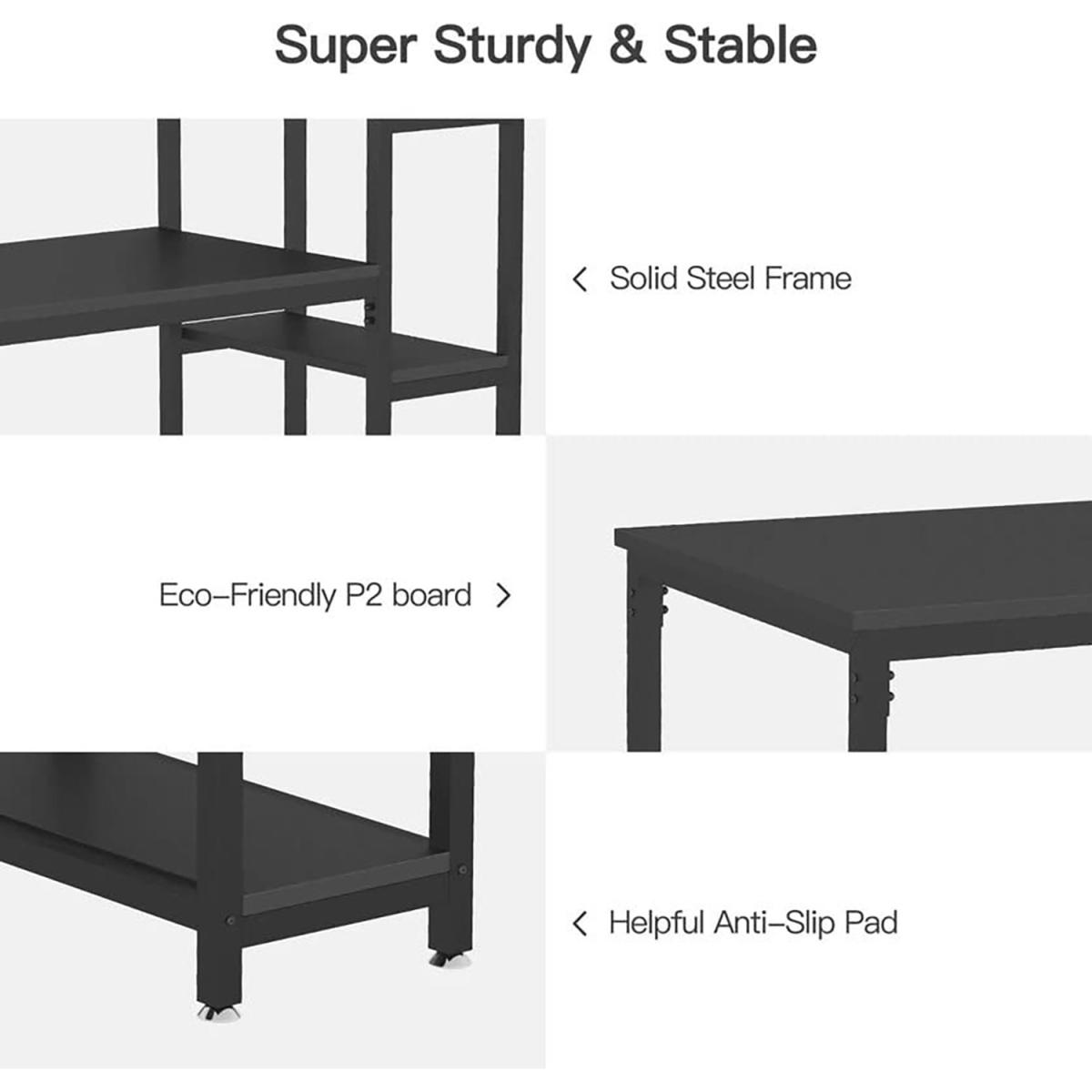 Computer Desk with Storage Shelves Modern Steel Frame Wood Desk - black – image 4