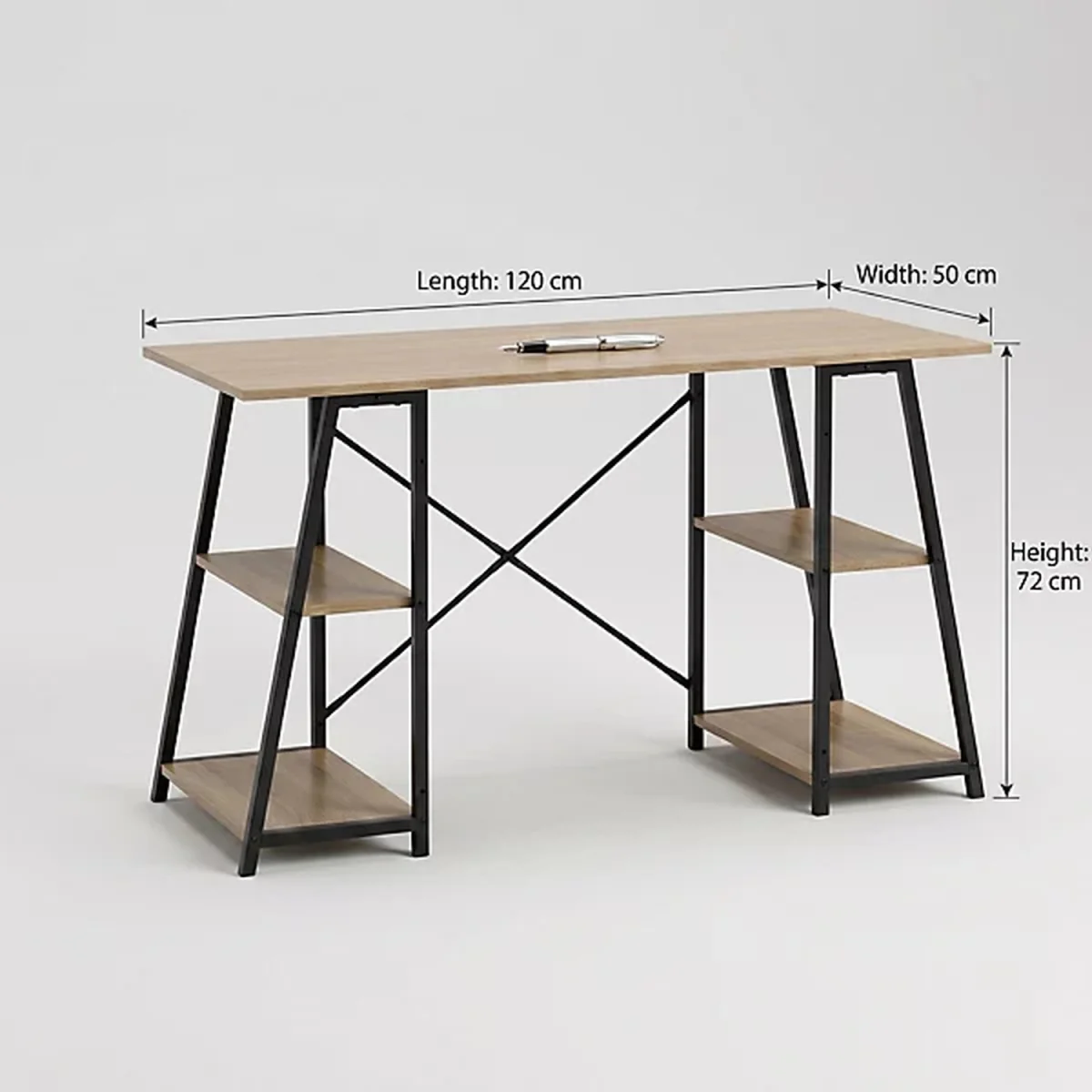 Computer Desk with Shelves for Home Office - Oak – image 3