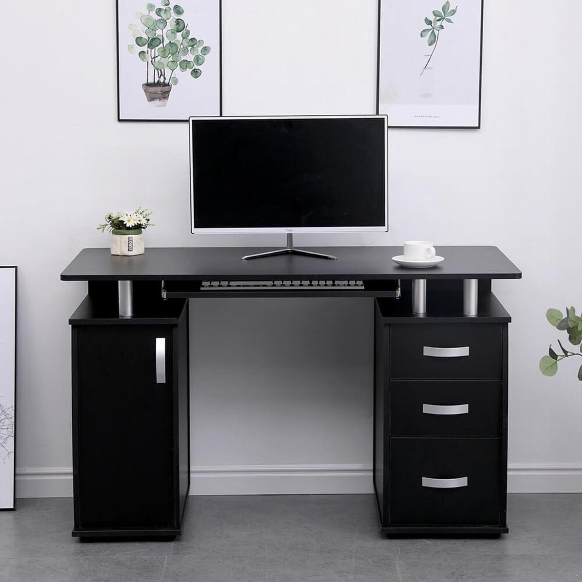 Saturn 3 Drawer Computer Storage Desk - Black - Black – image 1