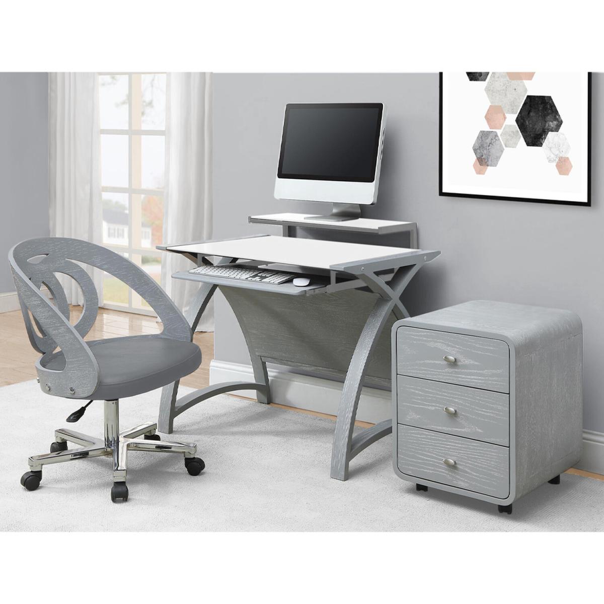 Curve Desk with Shelf and Tray - Grey / 90cm – image 2