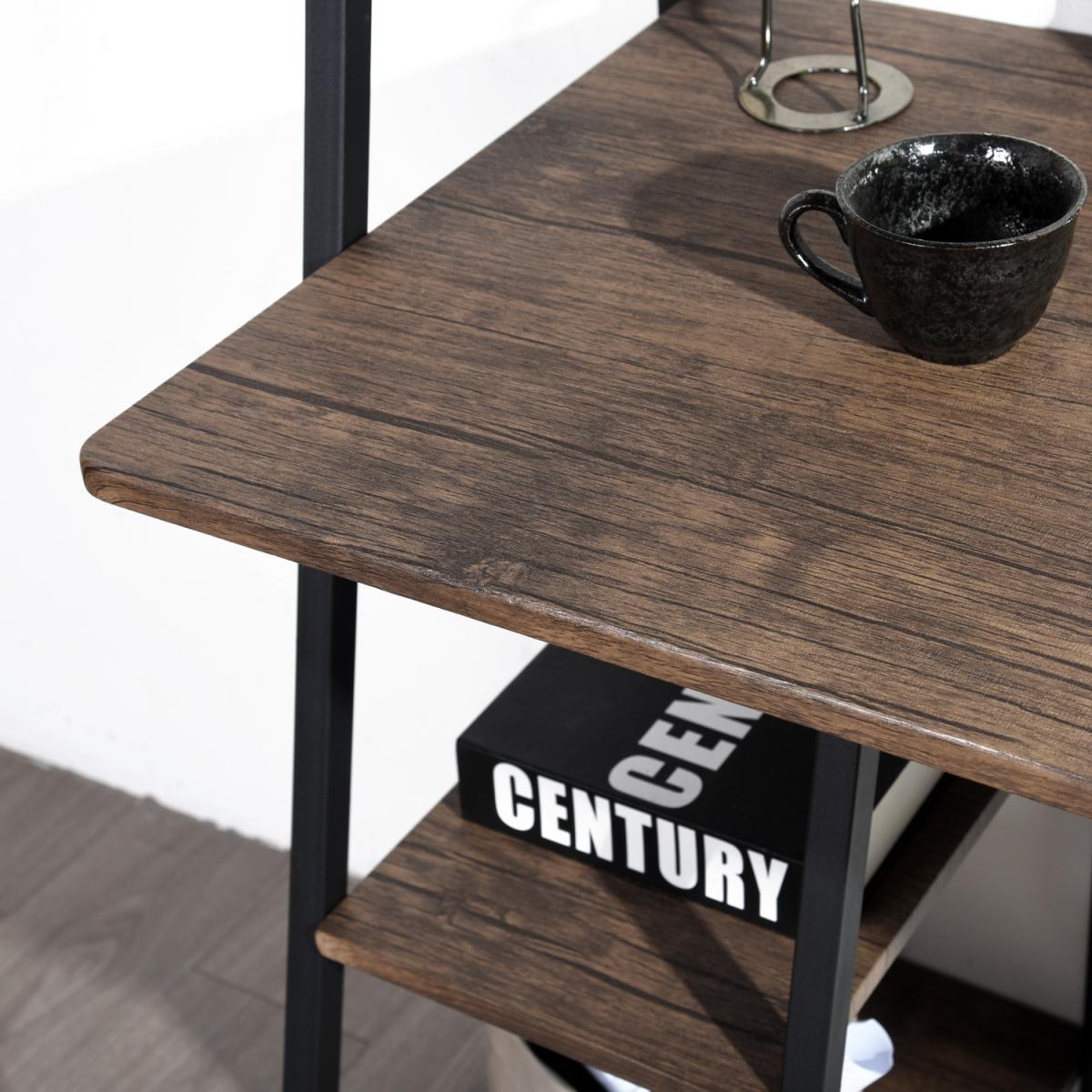 Pouchu Wooden Computer Desk with High Shelves - Brown – image 2