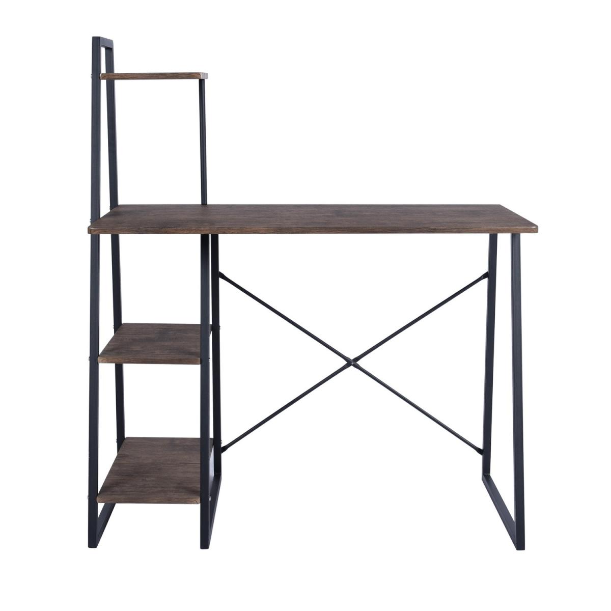 Pouchu Wooden Computer Desk with High Shelves - Brown – image 3