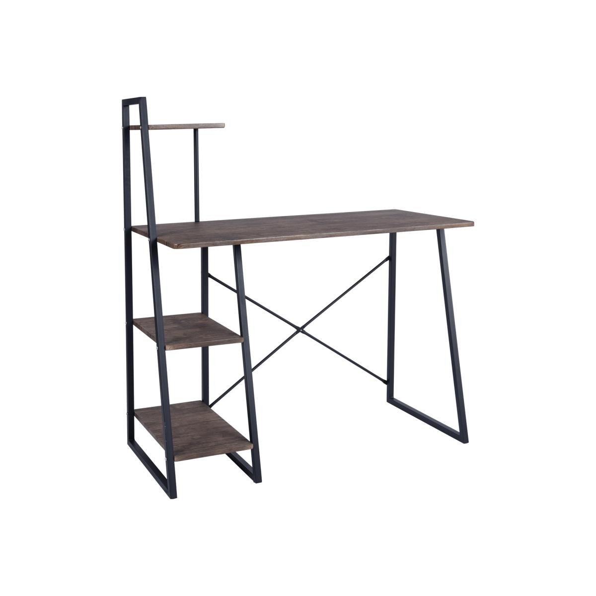 Pouchu Wooden Computer Desk with High Shelves - Brown – image 1