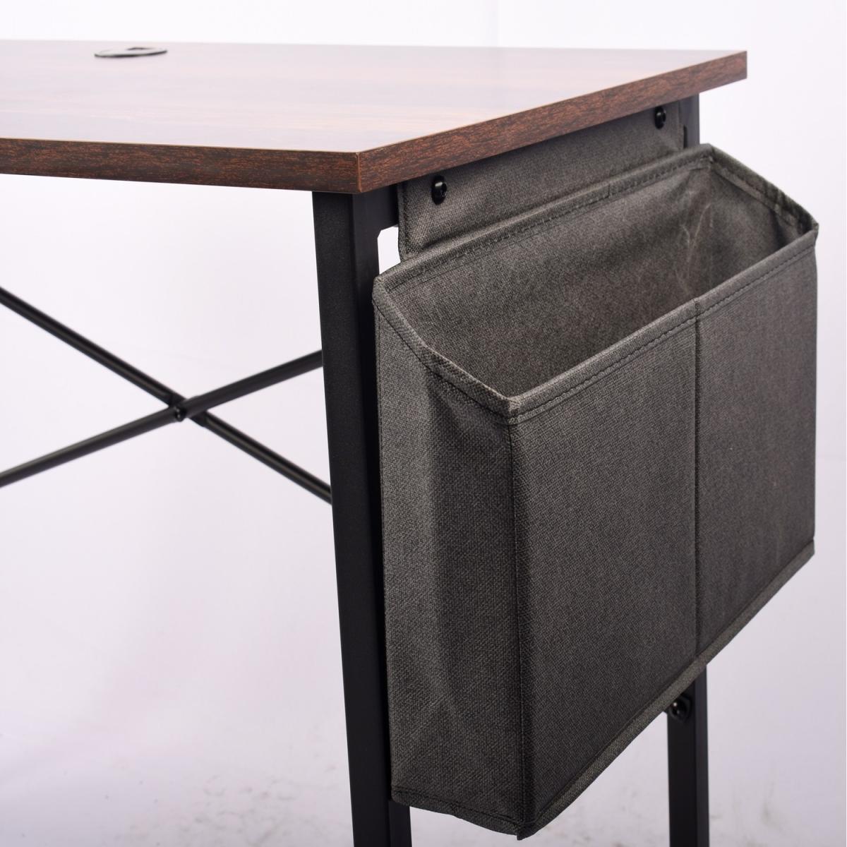 Brown Wooden Metal Computer Desk Writing Table With Storage Bag 2012160 - Brown – image 2