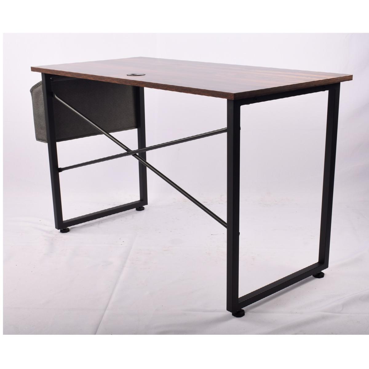 Brown Wooden Metal Computer Desk Writing Table With Storage Bag 2012160 - Brown – image 3