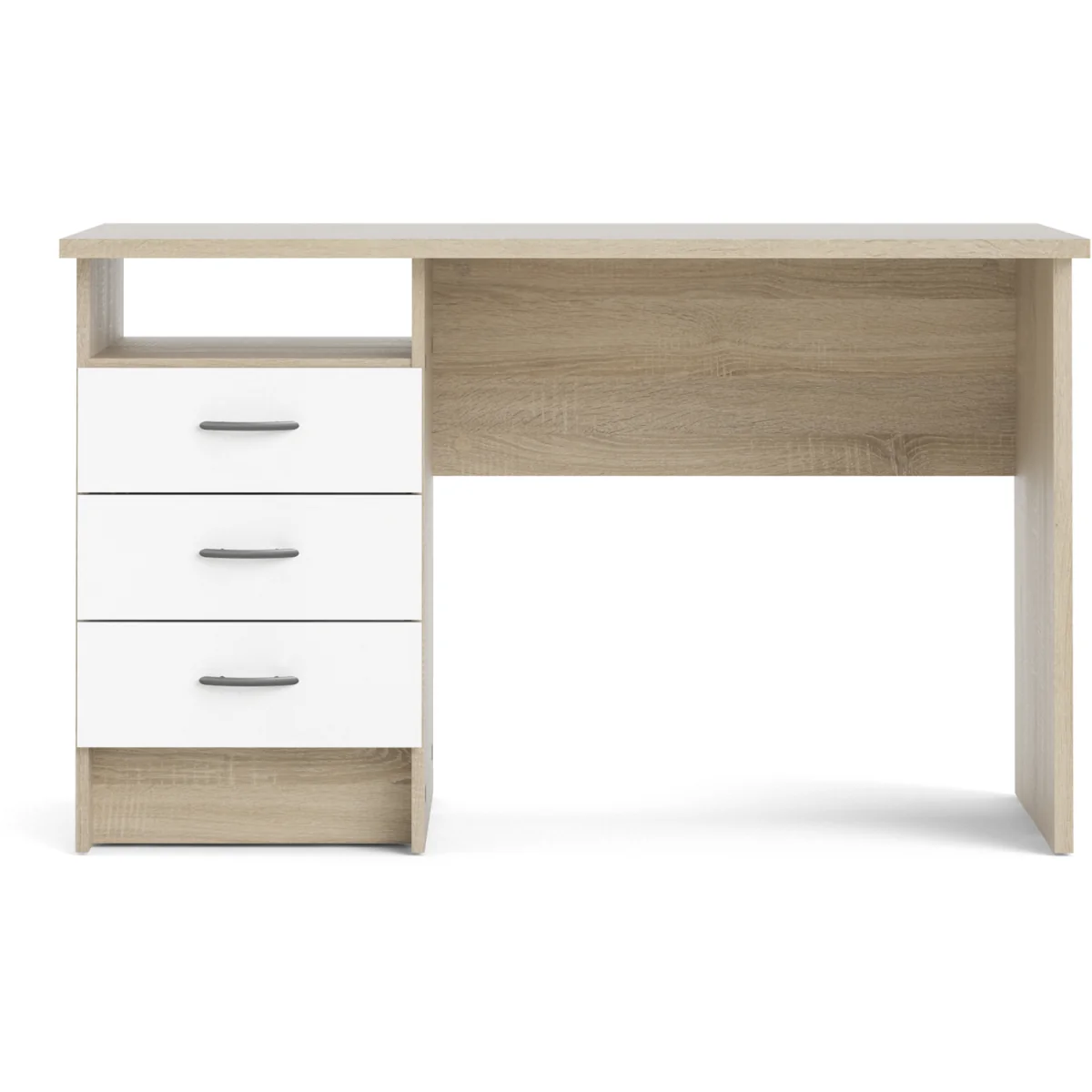 Function Plus Oak Desk 3 White Drawers - White – image 2