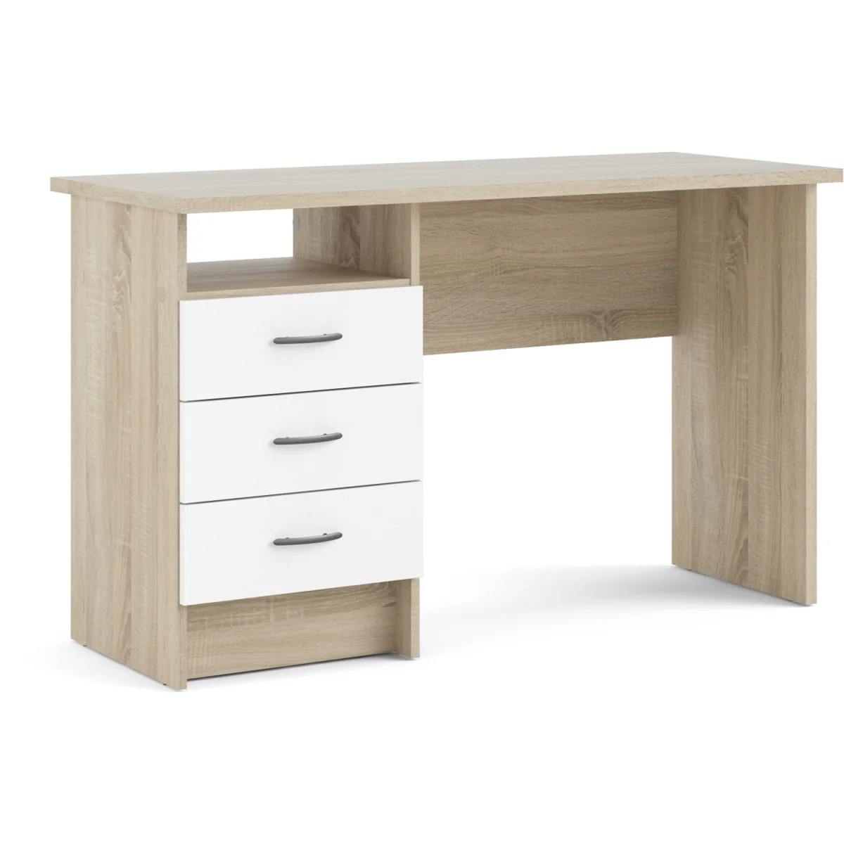 Function Plus Oak Desk 3 White Drawers - White – image 3