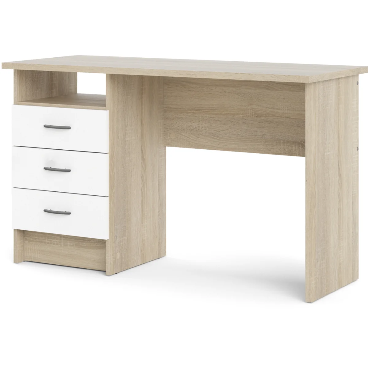 Function Plus Oak Desk 3 White Drawers - White – image 4