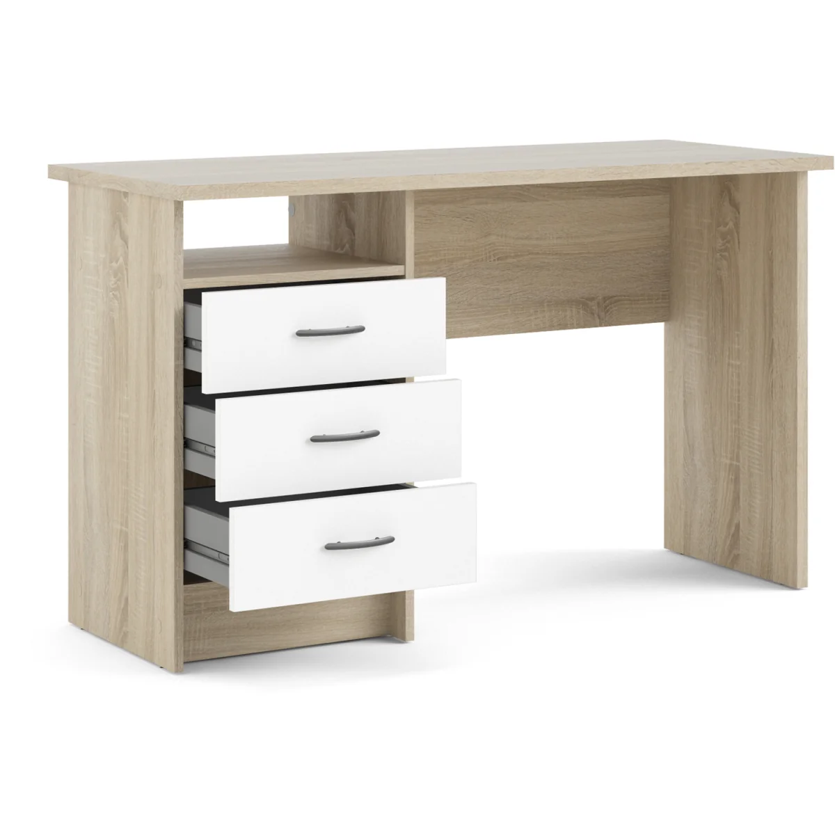 Function Plus Oak Desk 3 White Drawers - White – image 5