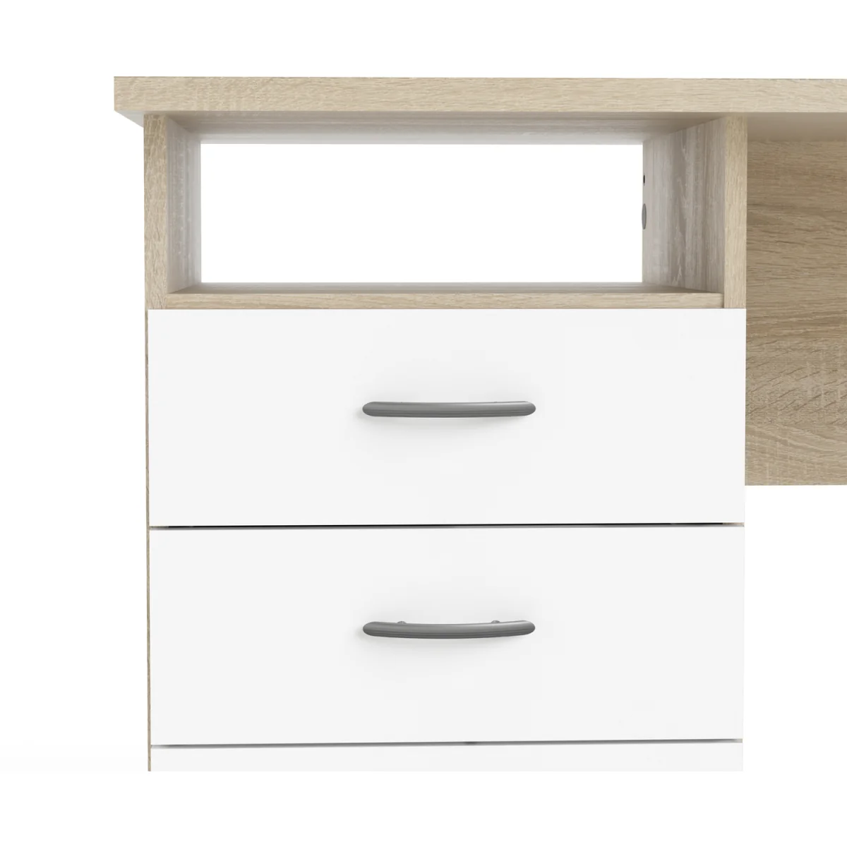 Function Plus Oak Desk 3 White Drawers - White – image 8