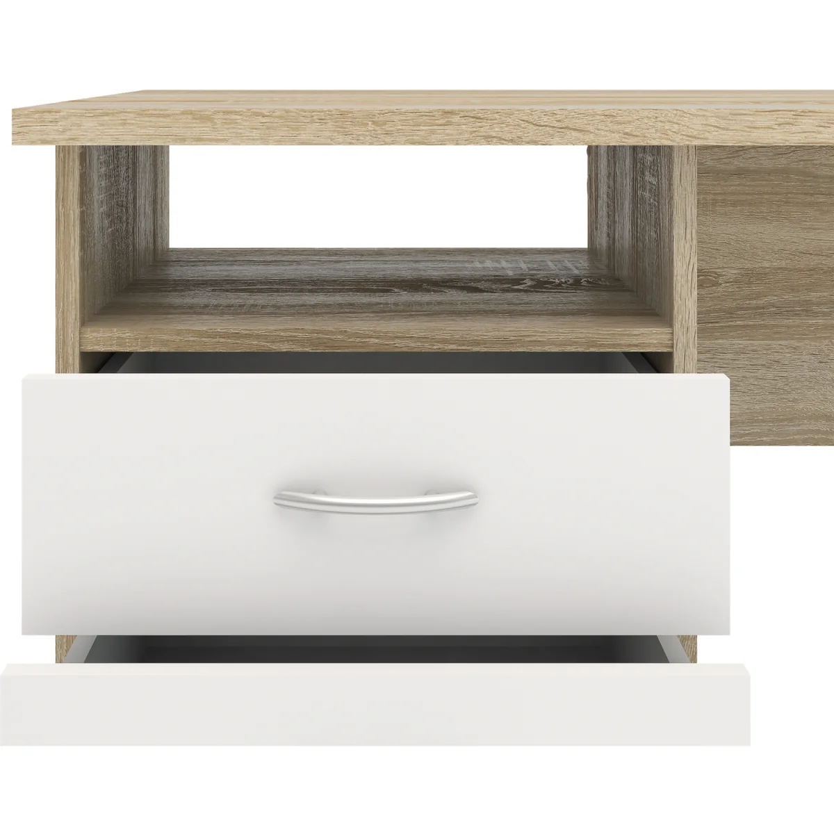Function Plus Oak Desk 3 White Drawers - White – image 9