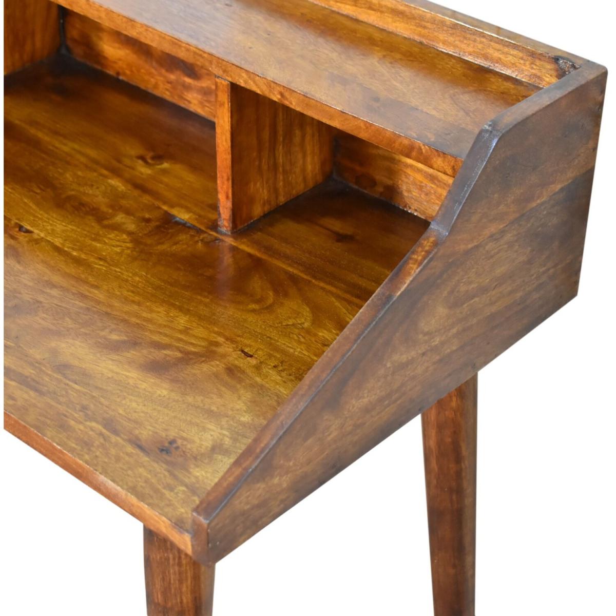 Modern Hand Crafted Chestnut Multi Drawer Writing Desk - Brown – image 5