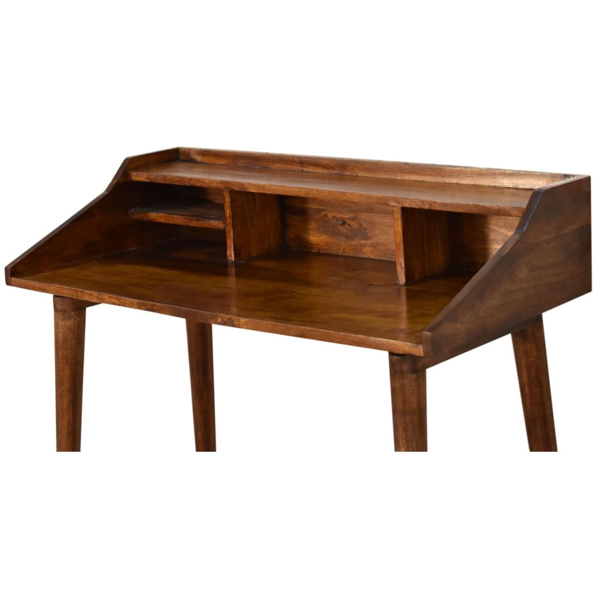Modern Hand Crafted Chestnut Multi Drawer Writing Desk - Brown – image 6