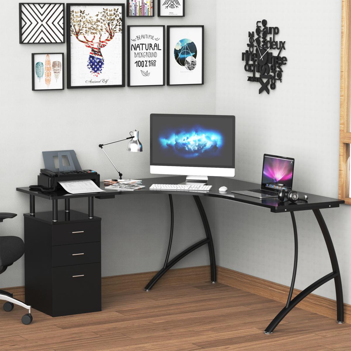 Corner Study Table L Shaped Desk - Black – image 4