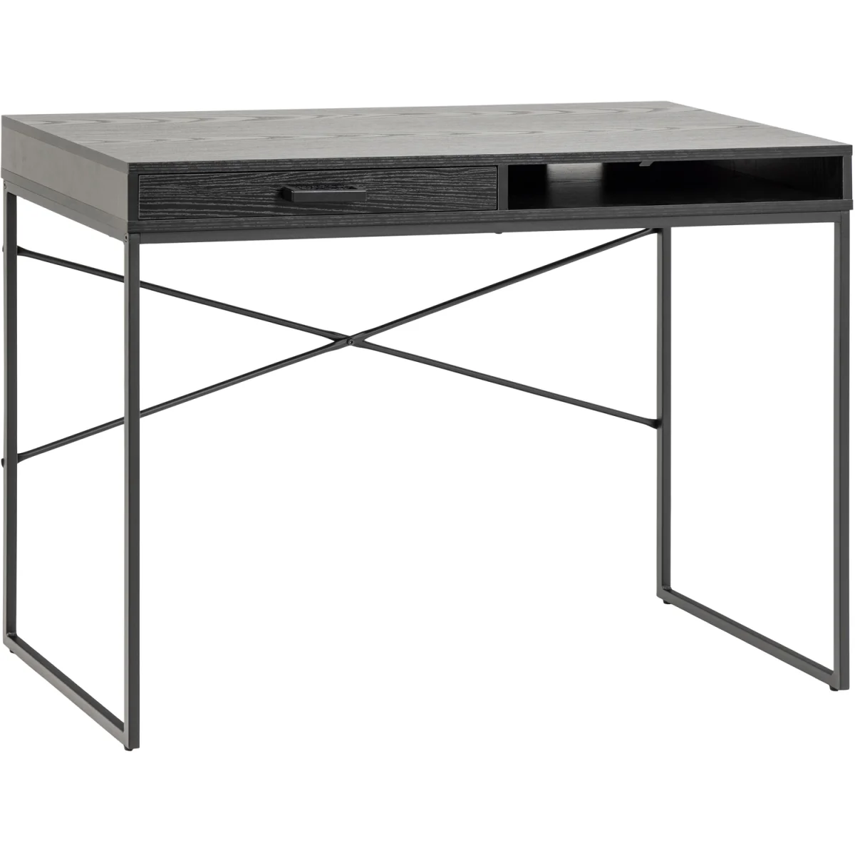 Seaford 1 Drawer Office Desk in Ash Black - Black – image 2