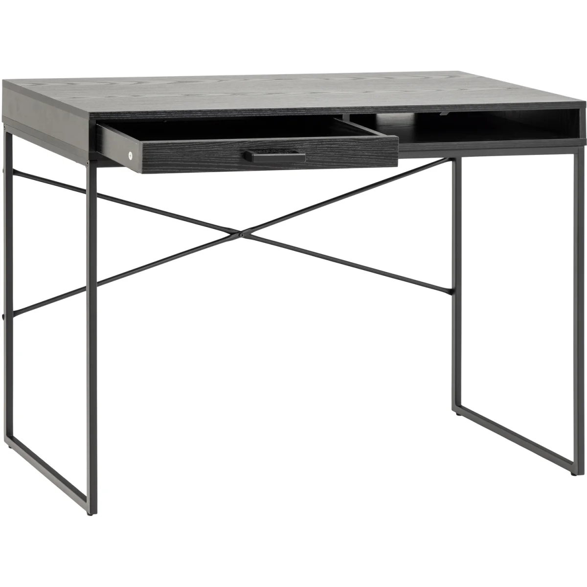 Seaford 1 Drawer Office Desk in Ash Black - Black – image 4