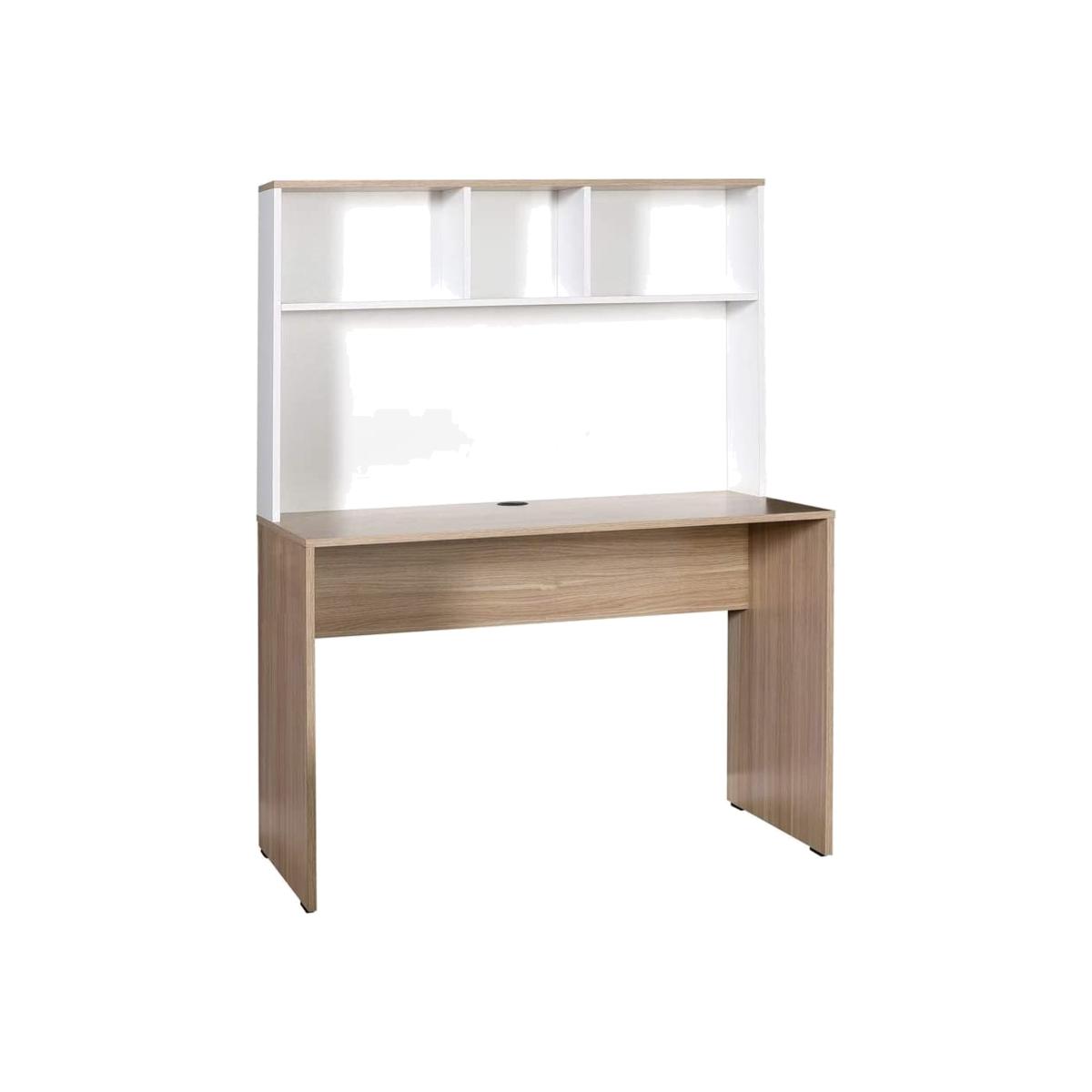 Base Desk with Shelves, Melamine Oak and White - Oak White – image 1