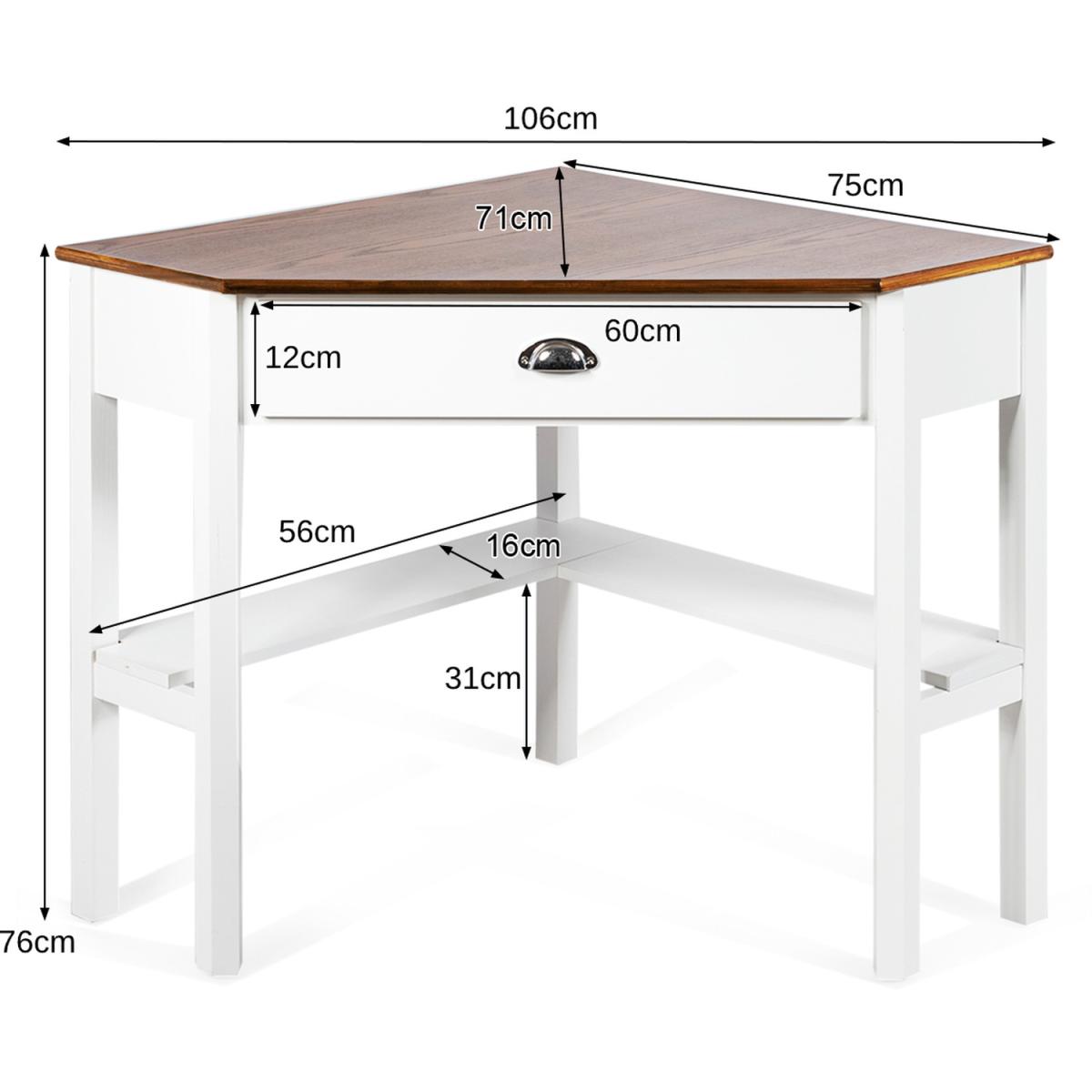 Costway Wood Corner Computer Desk - Brown – image 2
