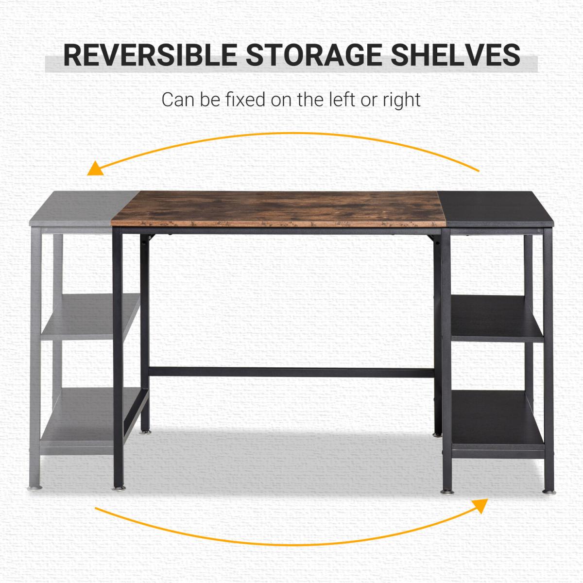 Computer Desk with 2 Storage Shelves - Rustic Brown & Black – image 4