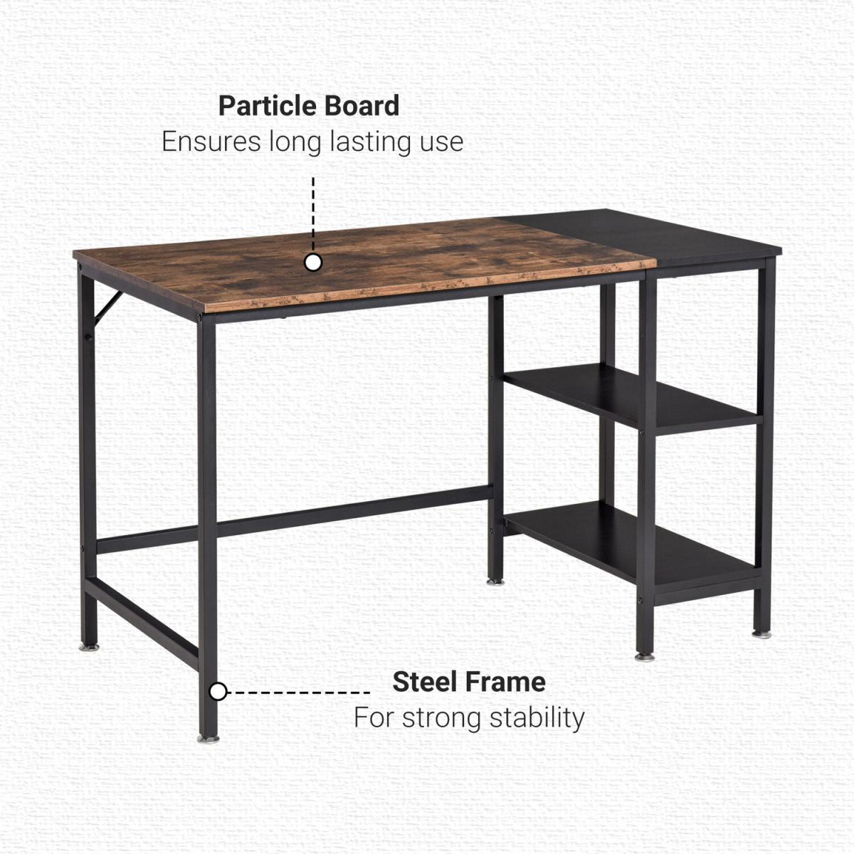 Computer Desk with 2 Storage Shelves - Rustic Brown & Black – image 6