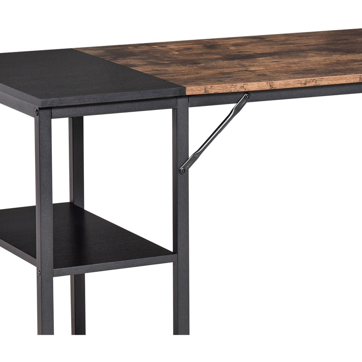 Computer Desk with 2 Storage Shelves - Rustic Brown & Black – image 7
