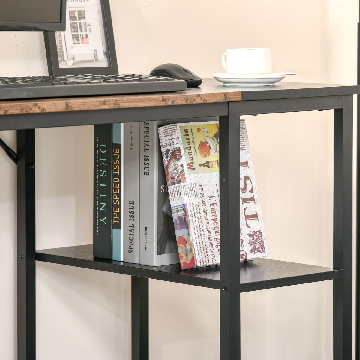 Computer Desk with 2 Storage Shelves - Rustic Brown & Black – image 8