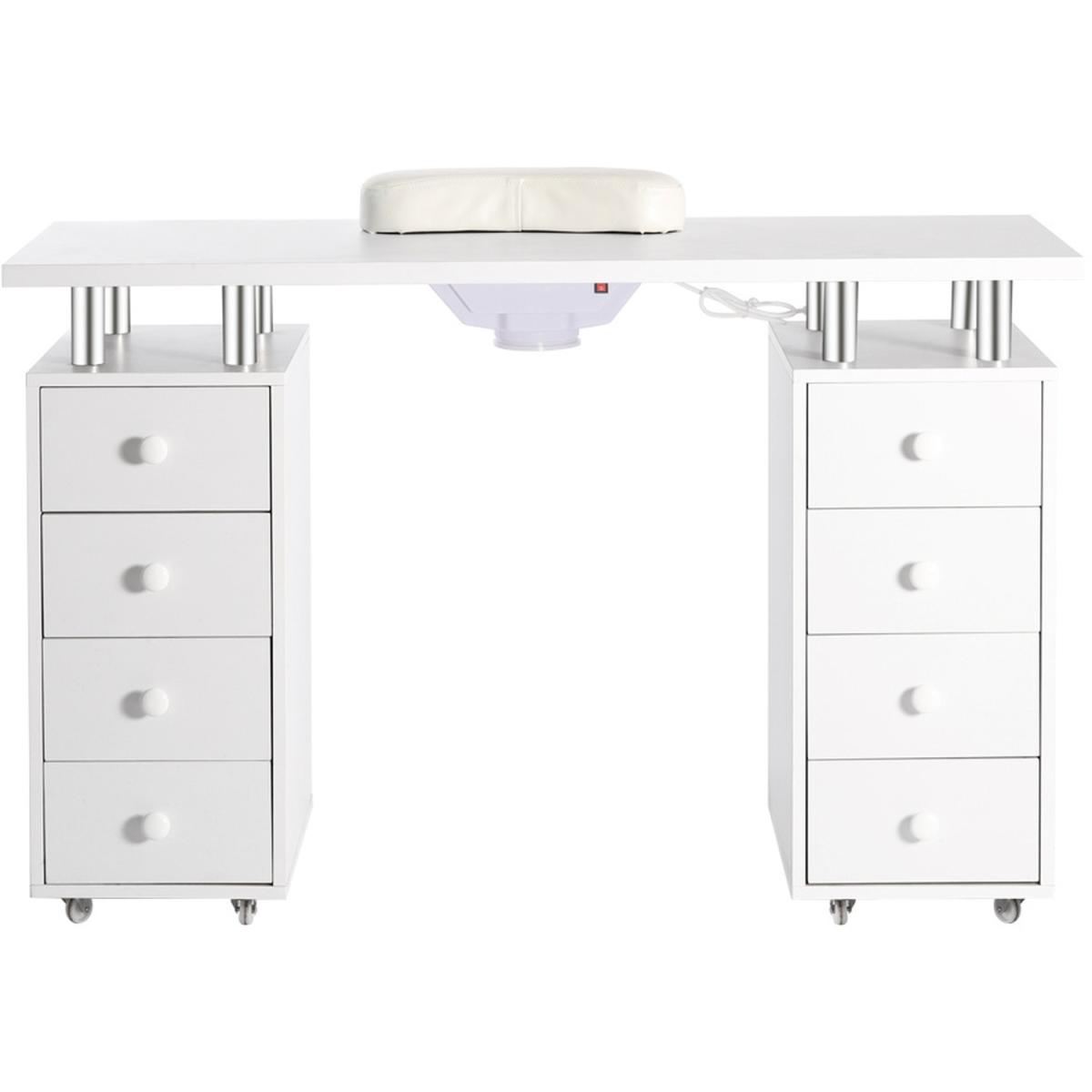 8-drawer Manicure Nail Table Wheeled with Dust Collector - White – image 2