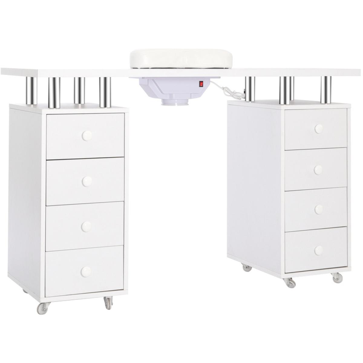 8-drawer Manicure Nail Table Wheeled with Dust Collector - White – image 3