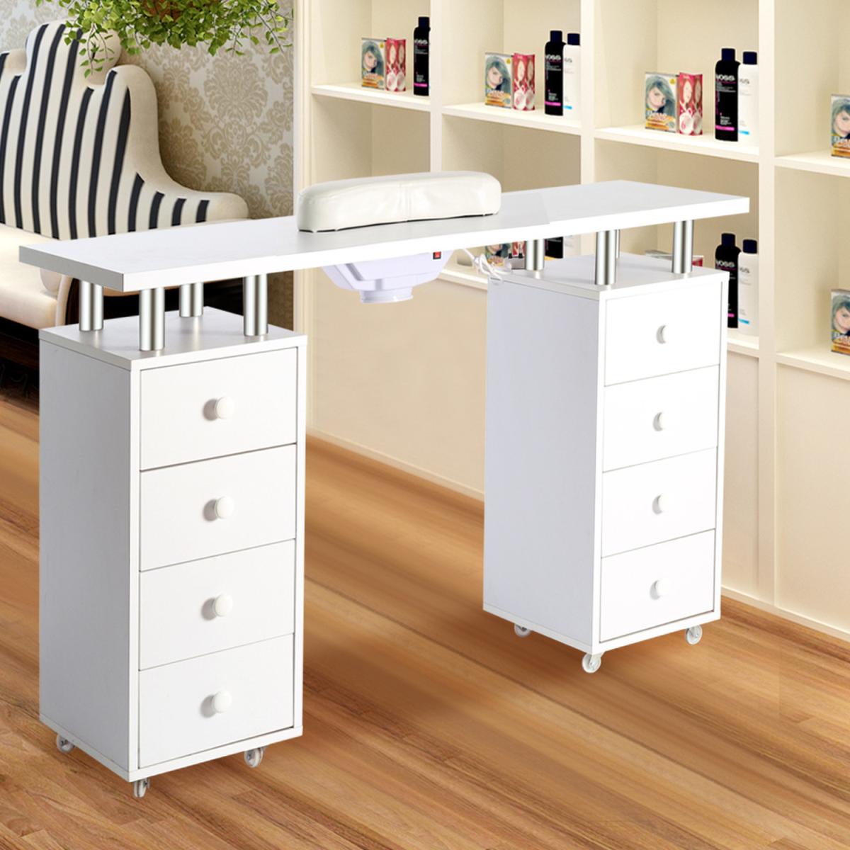 8-drawer Manicure Nail Table Wheeled with Dust Collector - White – image 4