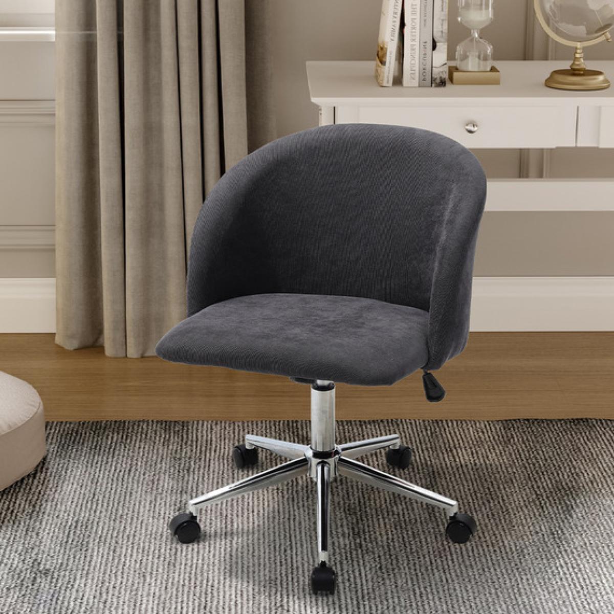 Executive Leisure Velvet Swivel Padded Computer Desk Chair Home Office - Grey