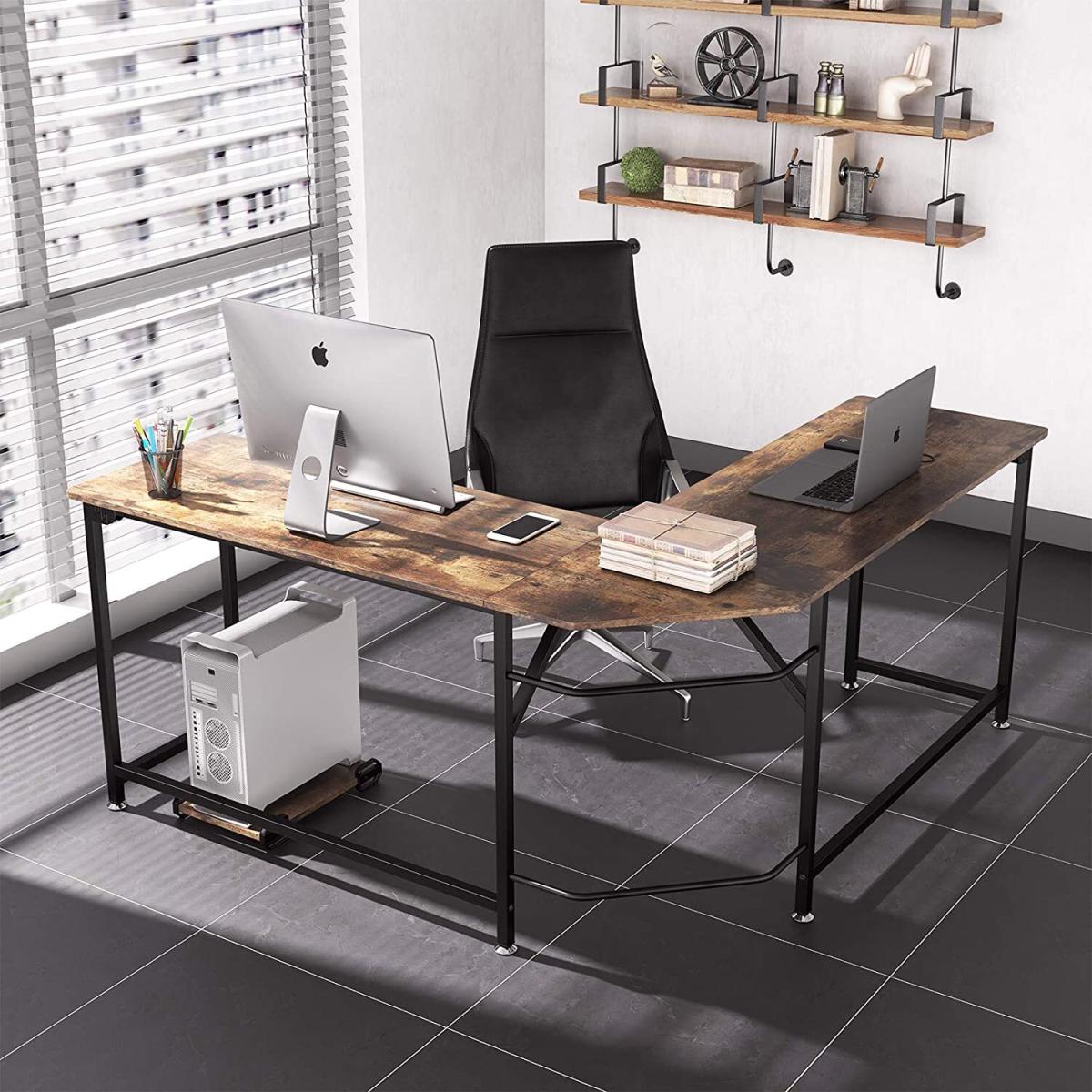 Dripex Corner L Shaped Computer Desk - Rustic Brown – image 4
