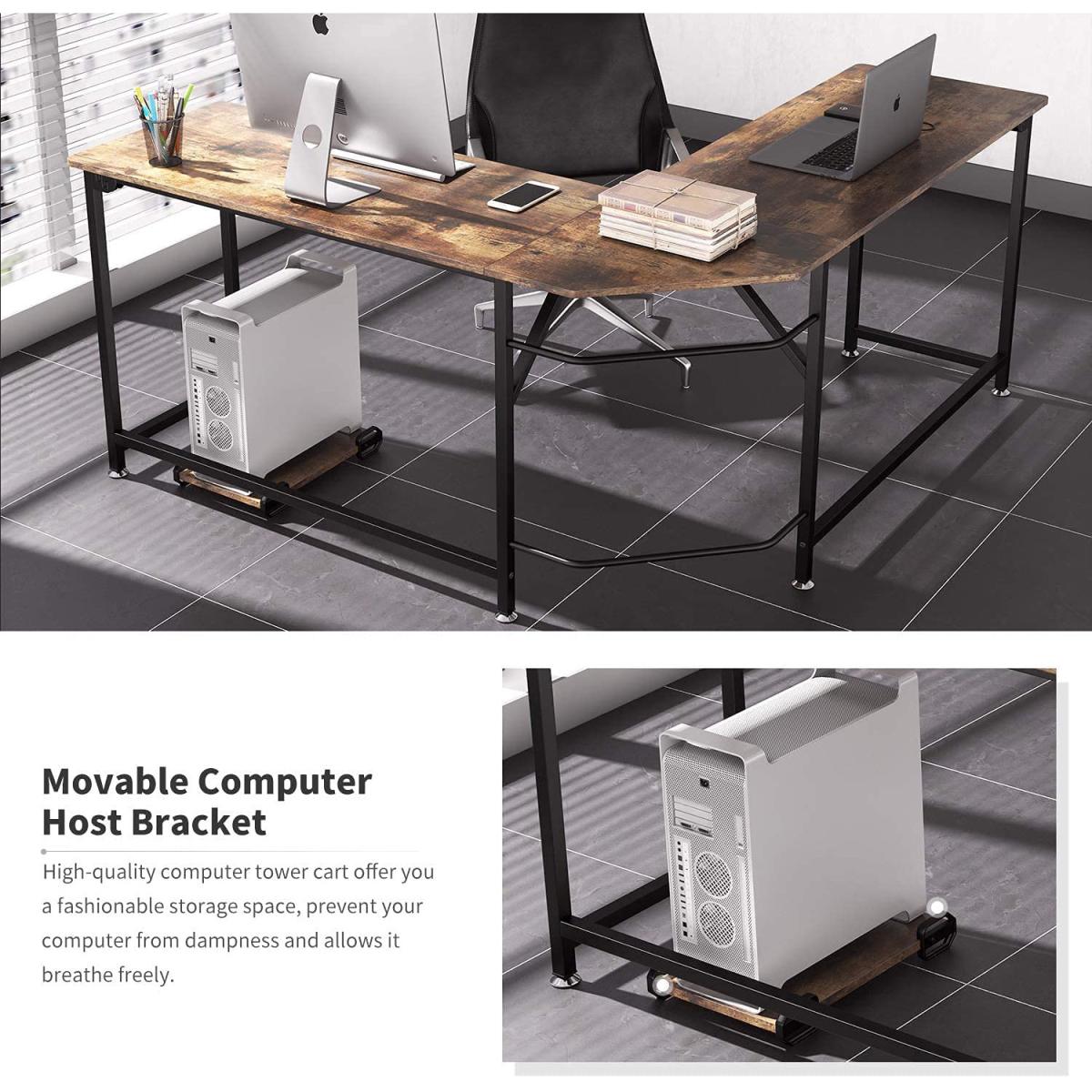 Dripex Corner L Shaped Computer Desk - Rustic Brown – image 6