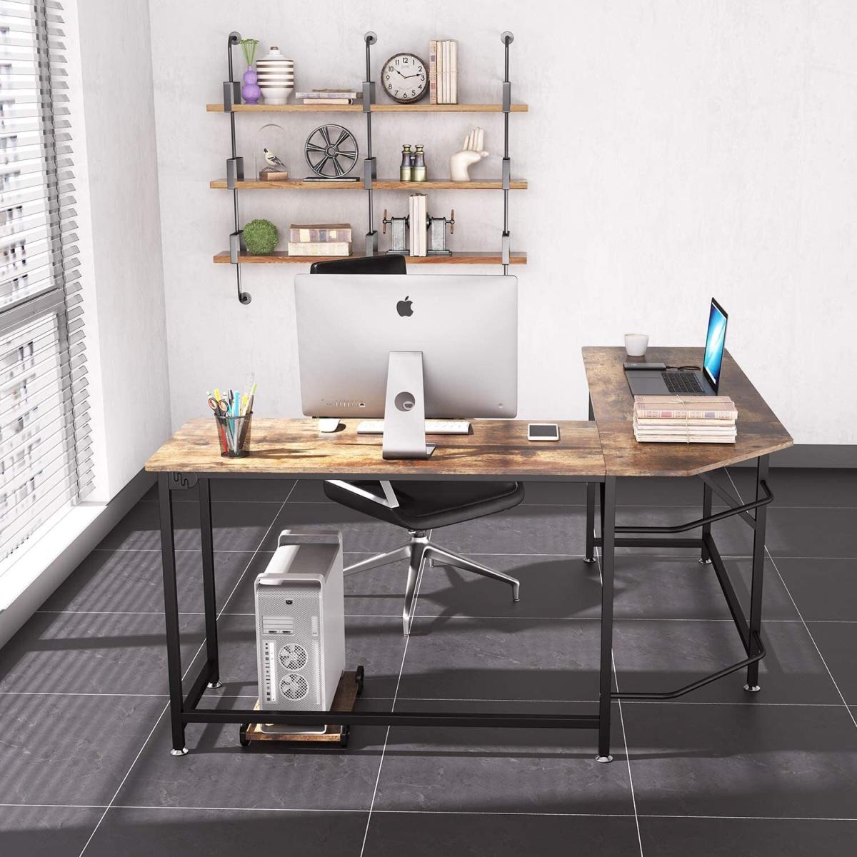Dripex Corner L Shaped Computer Desk - Rustic Brown – image 7