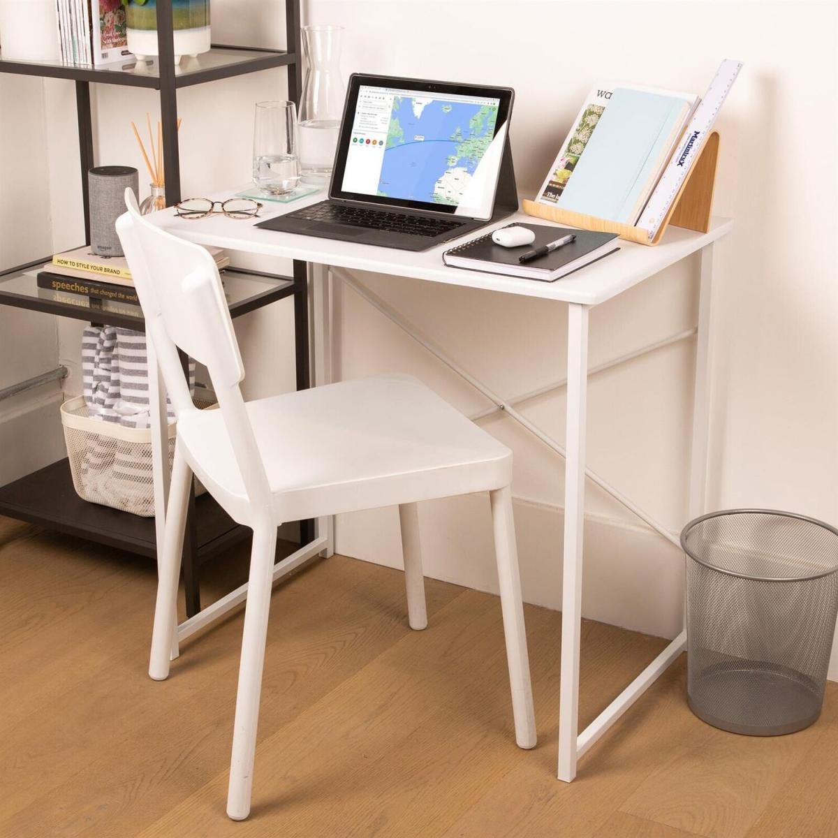 Small Wooden and Metal Office Computer Desk - Full White – image 2