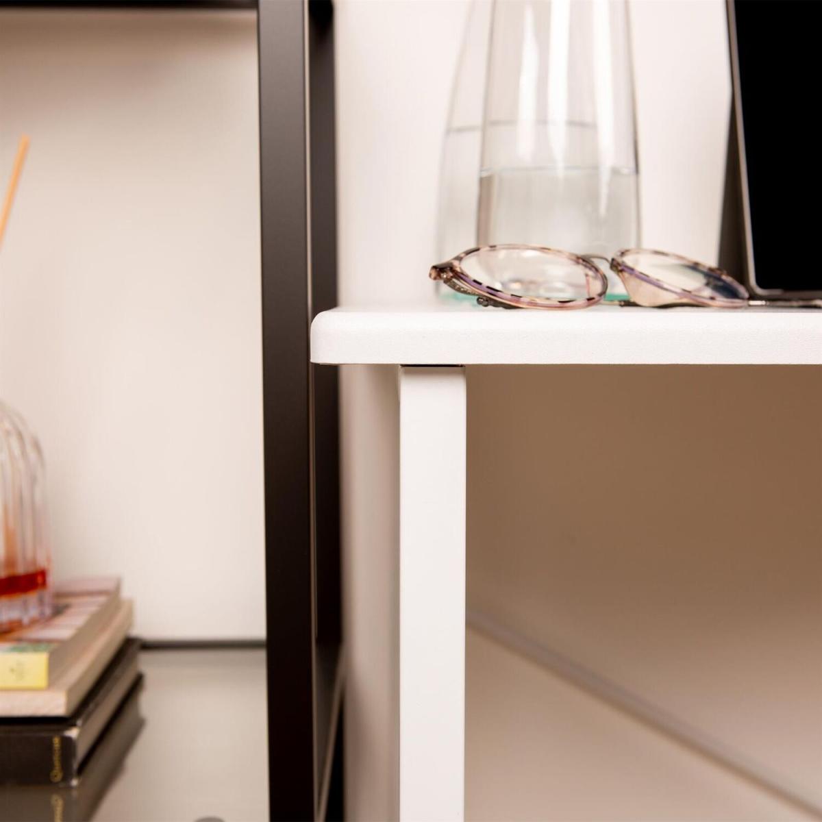 Small Wooden and Metal Office Computer Desk - Full White – image 3