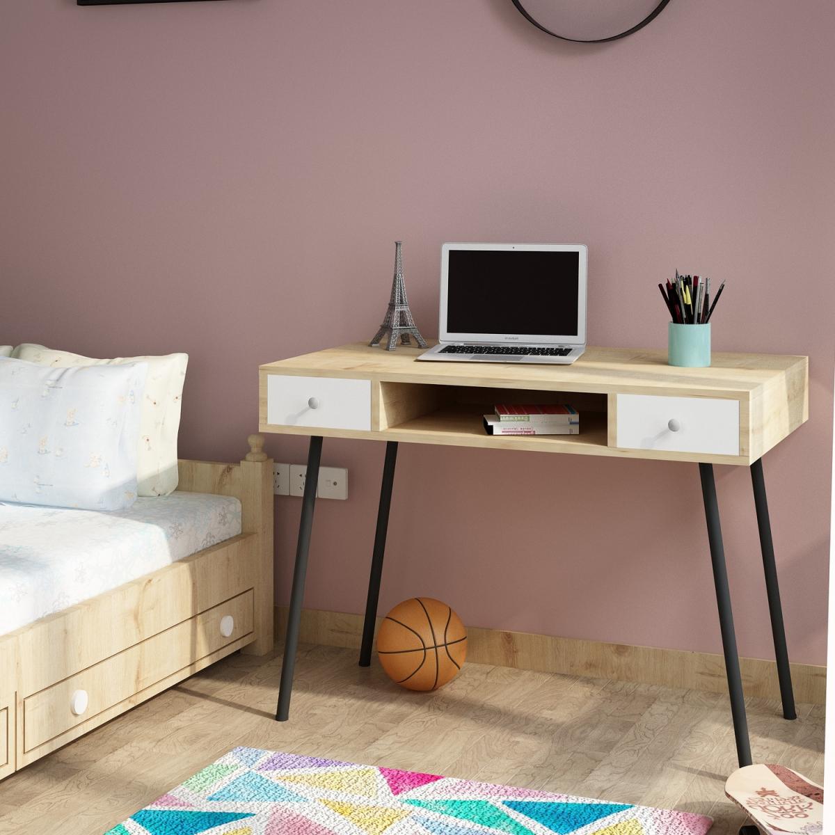 Taxus 2 Drawer Oak Computer Desk - Oak – image 4