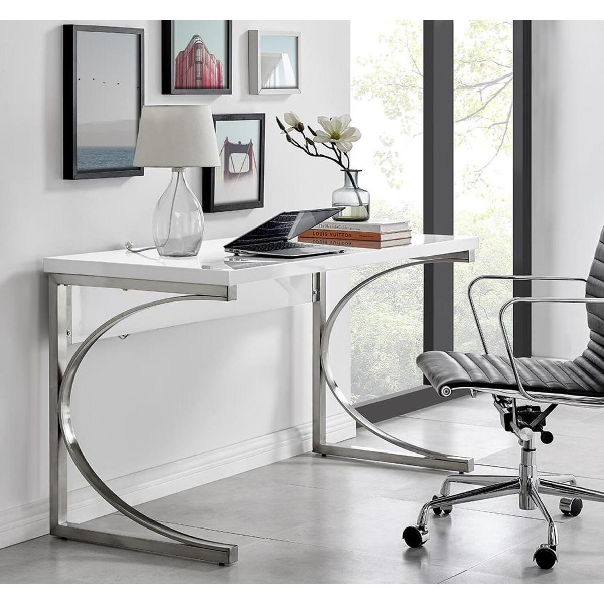 Valencia White High Gloss Office Desk Large - White – image 2
