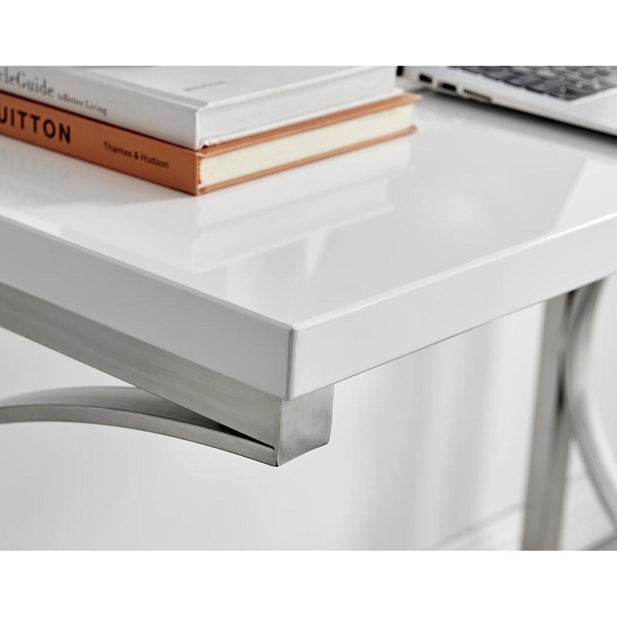 Valencia White High Gloss Office Desk Large - White – image 3