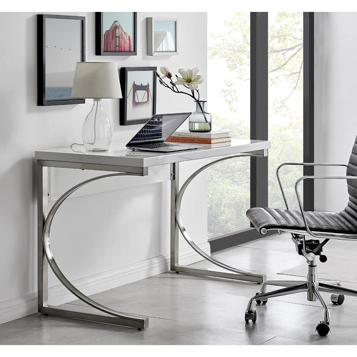 Valencia White High Gloss Office Desk Large - White – image 6