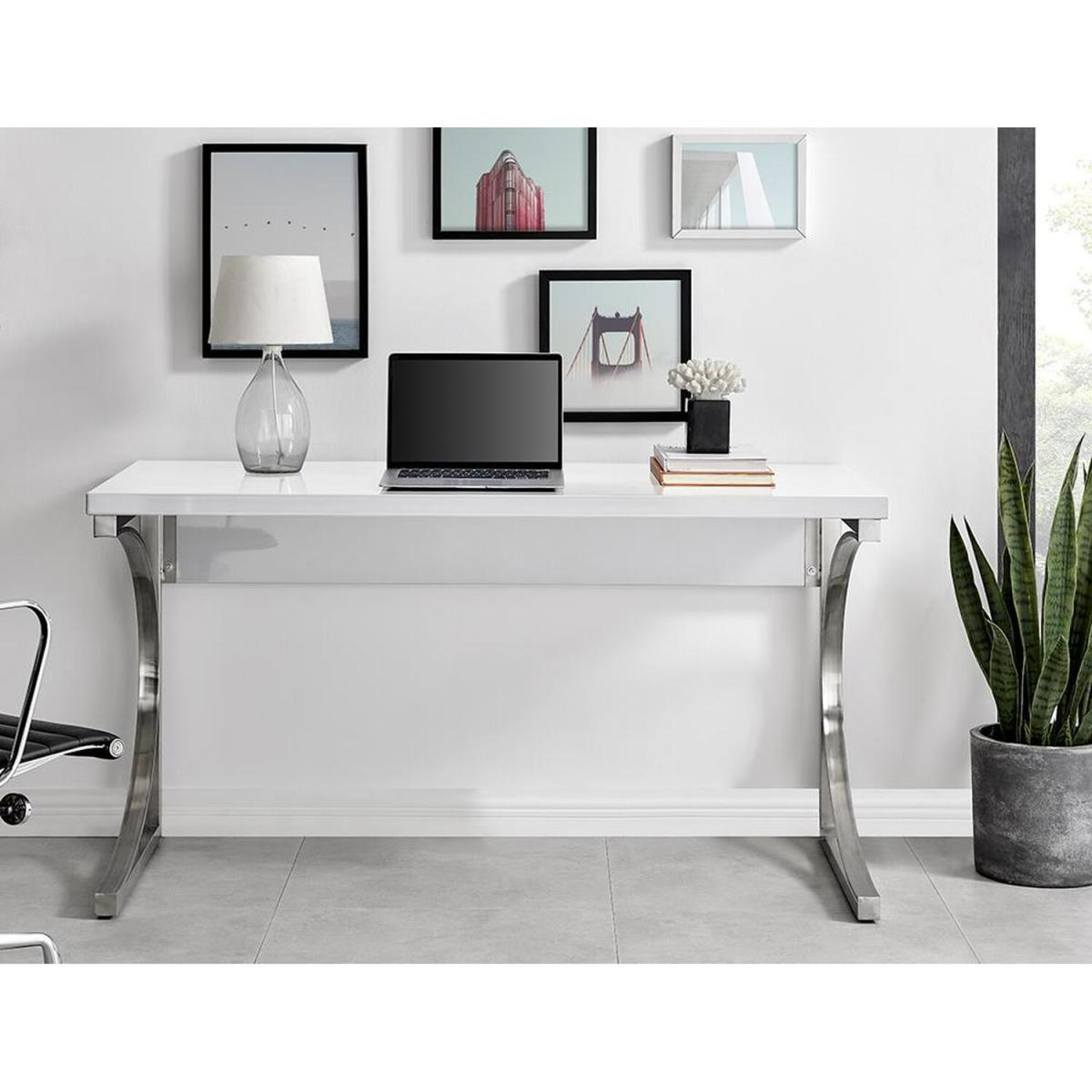 Valencia White High Gloss Office Desk Large - White – image 7