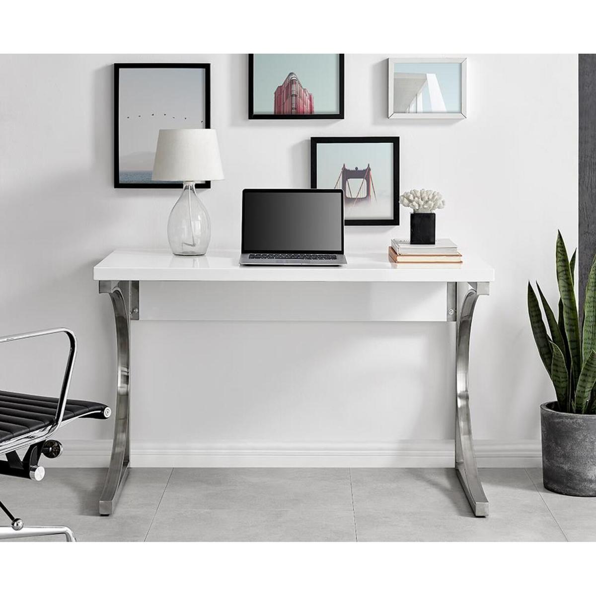 Valencia White High Gloss Office Desk Large - White – image 8